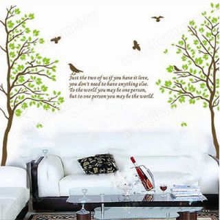 Love Twins Tree Birds Wall Sticker Home Decor Decal Art Removable