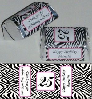 60 ZEBRA PRINT BIRTHDAY PARTY WEDDING BABY SHOWER CANDY WRAPPERS 