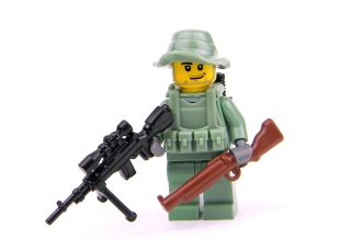 custom LEGO Soldier army VIETNAM Sniper green beret Minifigure w/ guns