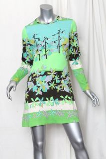 LEONARD PARIS FASHION Bright*VINTAGE!* A Line Floral Knit Sweater Mini 