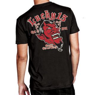 LUCKY 13 GREASE GAS AND GLORY RED DEVIL MENS BLACK SHORT SLEEVE T 