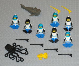 LEGO Minifigures 7 Aquanaut Divers People Army Spear Gun Shark Lego 