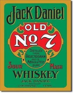 Jack Daniels Green Label Whiskey Old No. 7 Vintage Advertising Tin 