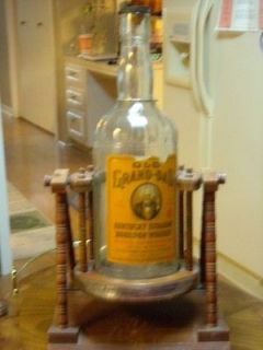 VINTAGE OLD GRAND DAD BOURBON WHISKEY DECANTOR WITH WOODEN STAND