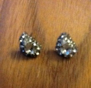 Estate Earrings Unknown Stones Silver Tone Selling Cheap