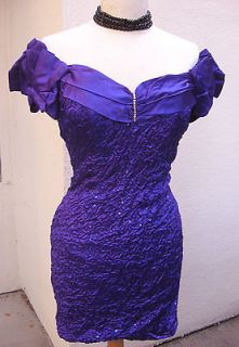 Zum Zum Dress Tango Gala Crinkle Satin Flamenco Sleeves Purple Sequins 