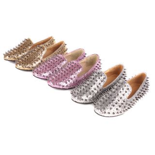   Spike Studded Rivets Cover Leopard Punk Gothic Loafers Flats Shoes