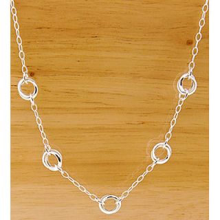   Sterling Silver 925 Five Love Knot Interlocking Ring Necklace 16