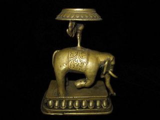 Old Nepal Bronze Elephant Hasti Altar Butter Oil lamp