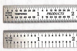 USA PEC 6 Flexible Stainless 5R Machinist ruler/rule 1/64, 1/32, 1/10 