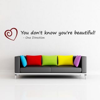 One Direction, Wall Art Lyrics, Wall Sticker, You Dont Know Your 