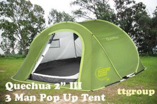   Pop Up Camping Tent 2 Seconds III, 3 Man Double Lining Green