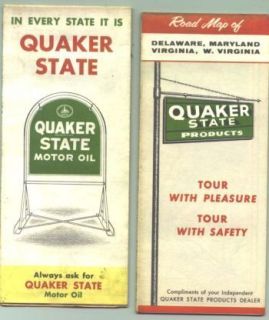   Quaker State Delaware/Maryland/Virginia/West Virg. Vintage Road Map