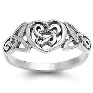   Silver size 4 ring Eternity Heart Celtic Knot Infinity Love Irish s06