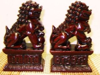 Feng Shui Chinese Oriental Red Fu Foo Dog Home Protection Lions 