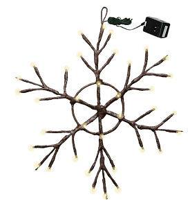 SALE/ primitive twig 12 lighted wall/door SNOWFLAKE / battery 