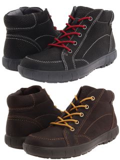 ecco mens grade black or brown leather mid cut lace