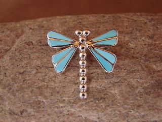   Indian Sterling Silver Turquoise Dragonfly Pendant Pin Emma Edaaki