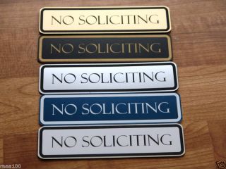 Engraved No Soliciting Sign Front door signs Laser
