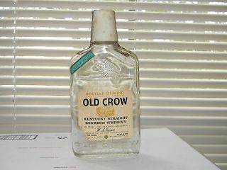 Old Crow Kentucky Straight Bourbon Whiskey Bottle (empty) Glass 1962