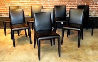 Set 8 Mario Bellini Vol Au Vent Black Leather Dining Chairs B&B Italia 
