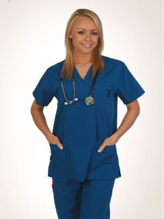 nursing medical unisex scrubs uniforms drawstring elastic 8 pocket 