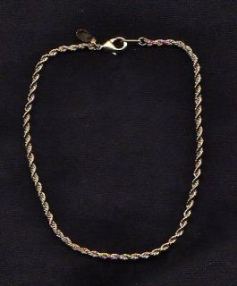 Newly listed LADIES 10 1/2 INCH 14KT GOLD EP 2.5MM ROPE CHAIN ANKLET