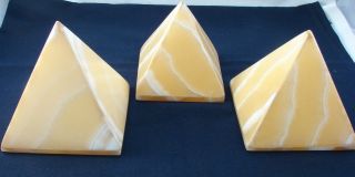 Hand Carved Egyptian Alabaster Pyramid Shaped Lamps