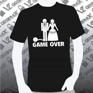   Couple Game Over Tie Down T Shirt T Shirt Tee Marriage Wedding Size
