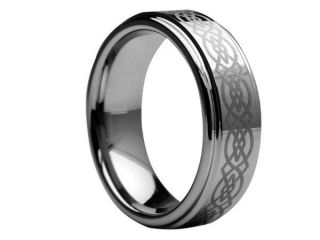 Tungsten Carbide Laser Engraved Celtic Knot Irish Pattern Comfort Fit 