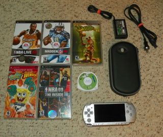   PSP 2001   Bundle w/ Games, Movies, Memory & Case   Ice Silver