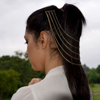   Kardashian Celebrity Fashion Gold Hair Chain Jewelry Head Comb Cuff