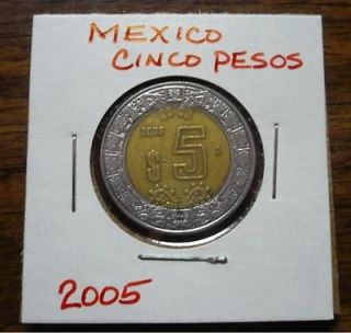 2005 Cinco Pesos $5 Mexico Clad Mexican World Coin Mexicano Circulated 