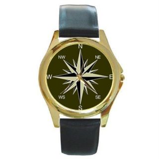 NAUTICAL COMPASS ROSE WINDROSE GOLD TONE WATCH 9 styles