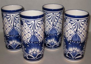Mexican Pottery  LG Talavera Drinking Glasses / SET OF 4