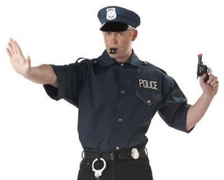   Shirt Costume Adult Mens Cop Uniform Navy Blue Large Short Sleeve