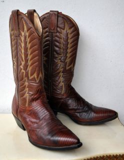Joma Mexican Handcrafted Reptile & Leather Cowboy Boots Embroidered Sz 
