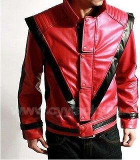 Michael Jackson MJ Costume Thriller Red Leather Jacket Replica All 