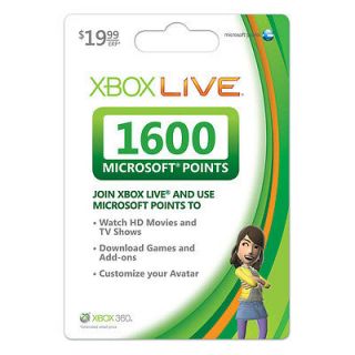 1600 Microsoft Points MSP MP Code Xbox Live 360 US VERSION ONLY USA