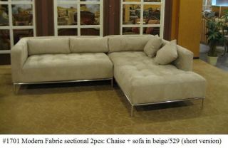 2PC Modern Fabric tufted Sectional Sofa #1701 in beige (Small version)