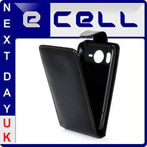 ECELL BLACK LEATHER FLIP CASE COVER FOR HTC DESIRE HD