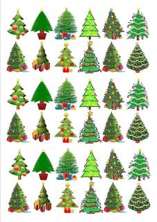   CHRISTMAS TREES   CUP CAKE TOPPERS EDIBLE WAFER RICE PAPER X1