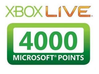 Xbox 360 Live 4000 Points MSP Card Code Microsoft Zune SUPER FAST 
