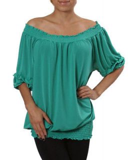 Mexican Peasant Senorita Top Shirt Blouse~3X~Gree​n Smocked Gypsy 