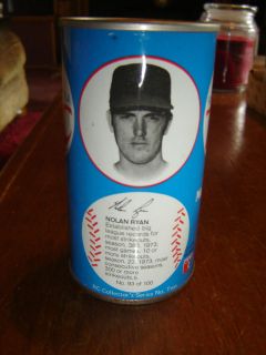 MLB Nolan Ryan Baseball Stats RC Cola Empty Rare Straight Steel Soda 