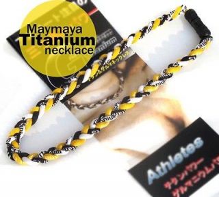New Ionic Titanium Baseball Sports Tornado Necklace Yellow Black White