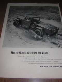 1955 JEEP WILLYS CAR ACROSS WATER VINTAGE mr2 PRINT AD in SPANISH