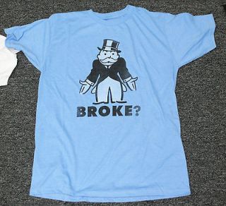   Game Broke No Money T shirt Blue Retro Vintage New Comedy Large