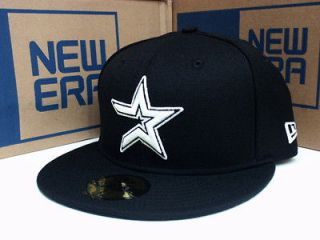Houston Astros Baseball Cap New Era Hat 5950 Fitted MLB Black White 