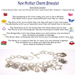 New Mother Boy or Girl Baby Shower Idea Charm Bracelet themed poem 